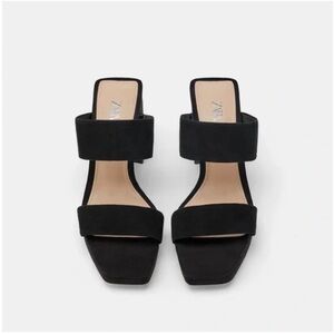 Zara Women's Platform Black Heeled Sandals Size 38